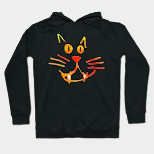 Toothy Cat Face in Fiery Colors Hoodie